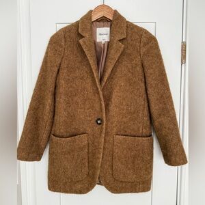 Camel colored Madewell super warm wool/alpaca blazer coat